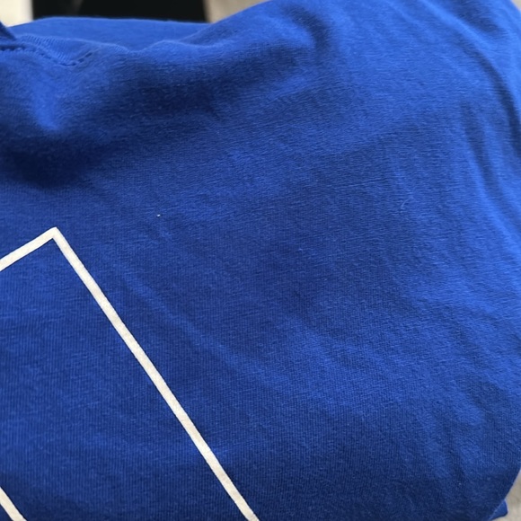 Adidas Royal Blue long sleeve t with hood with Logo Sleeves - Picture 4 of 4
